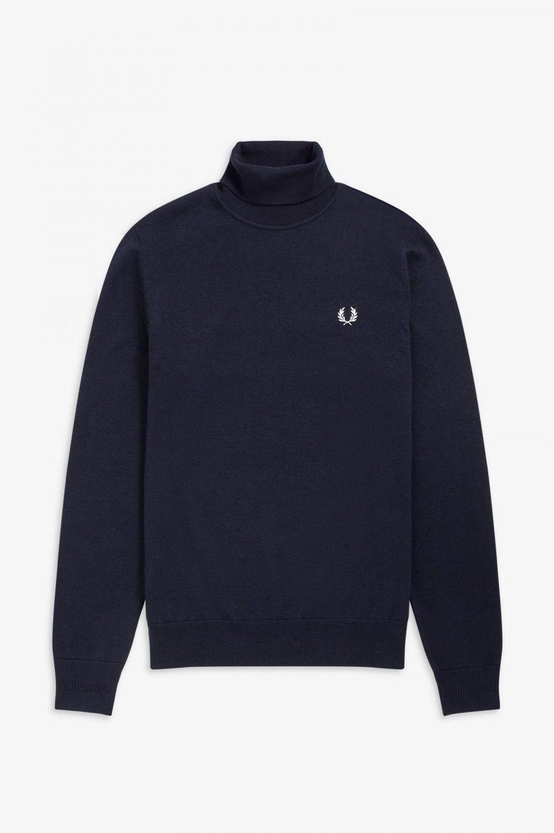 Navy Fred Perry Roll Neck Jumper Men's Knitwear | PH 1319VRWD